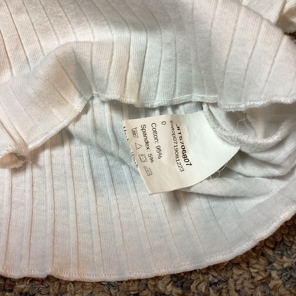 SHEIN White Ribbed Crop V-neck Long Sleeve Button Front Top * Size Small - Picture 5 of 7